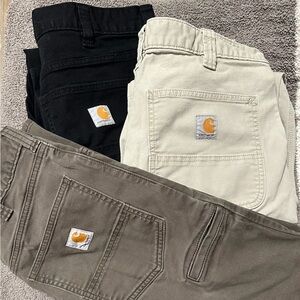 Carhartt Men’s Relaxed Fit Work Pants Lot - Dark Coffee, Black and Tan 32x32